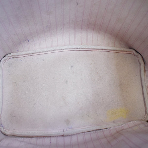 LOUIS VUITTON Neverfull MM Damier Azur Tote Bag Rose Ballerine