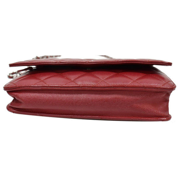 CHANEL CC WOC Leather Wallet On Chain Shoulder Bag Red