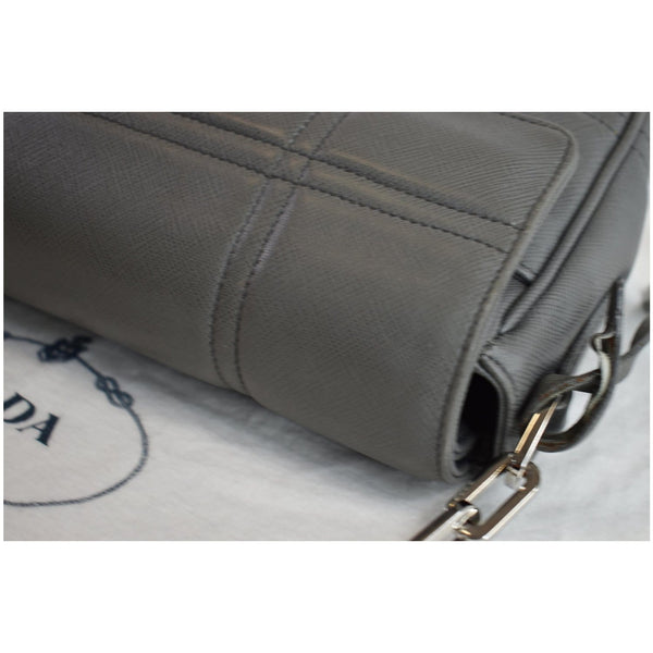 PRADA Saffiano Lux Leather Sound Shoulder Bag Light Grey