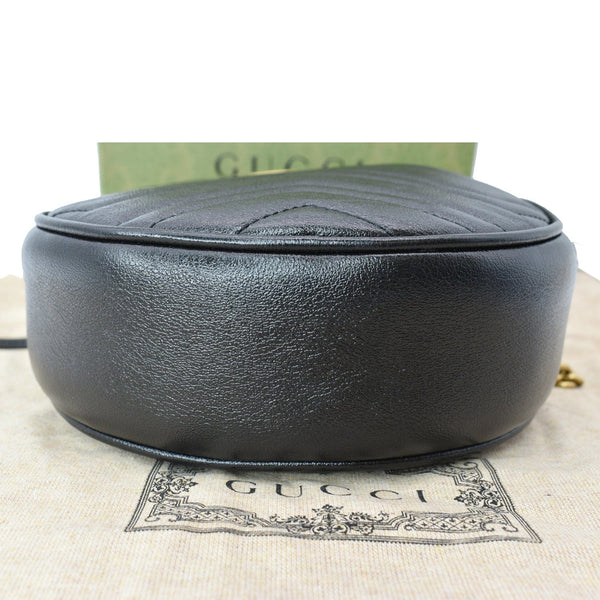 Gucci GG Marmont Mini Round Leather Crossbody Bag Black