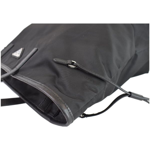 PRADA Vela Side-Cinch Nylon Tote Shoulder Bag Black