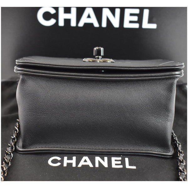 CHANEL Propeller Mini Flap Calfskin Leather Shoulder Bag Black