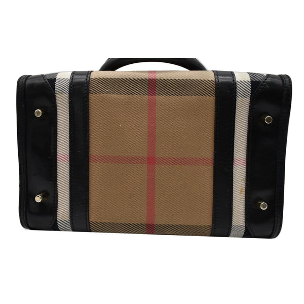 BURBERRY Boston Haymarket Check Coated Canvas Satchel Bag Brown