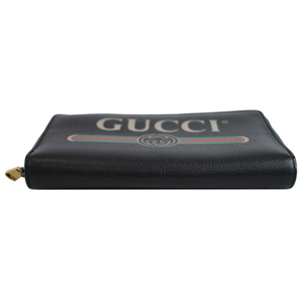 GUCCI Print Leather Zip Around Wallet Black 496317