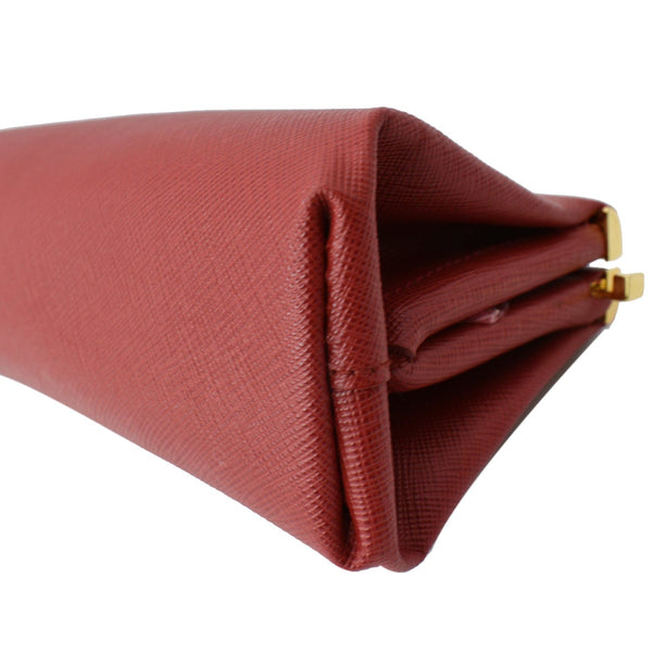 Prada East-West Frame Saffiano Leather Clutch Bag Red | DDH
