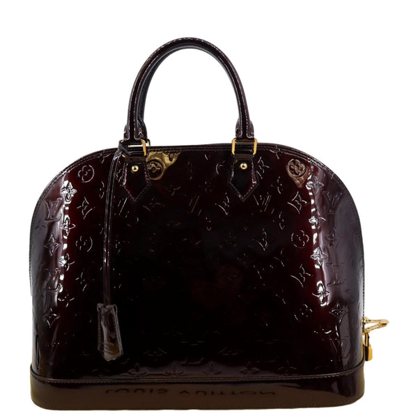 LOUIS VUITTON Alma GM Monogram Vernis Leather Satchel Bag Amarante
