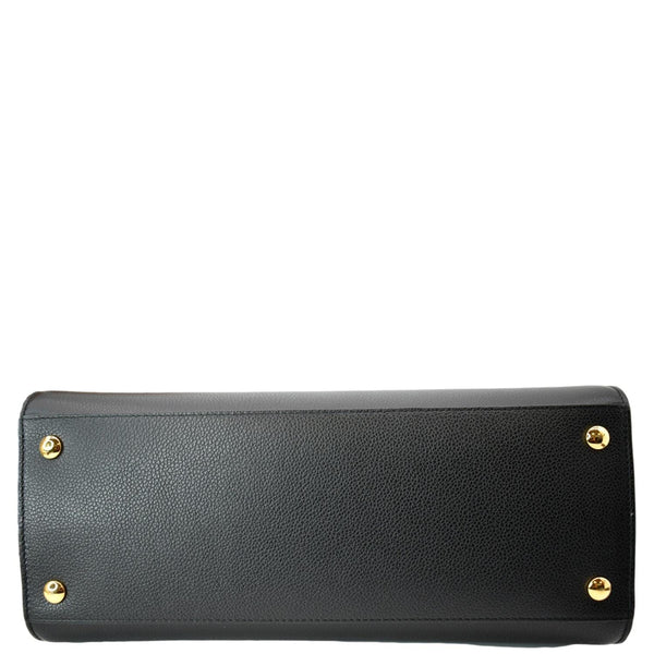 BURBERRY Title Leather Tote Bag Black