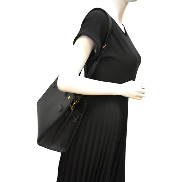 BURBERRY Title Leather Tote Bag Black