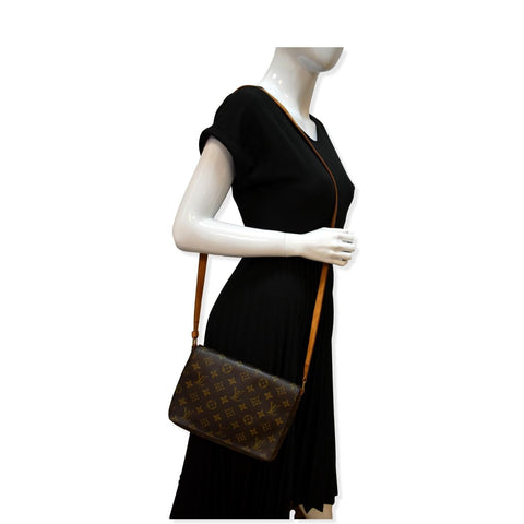 LOUIS VUITTON Musette Tango Monogram Canvas Crossbody Bag Brown