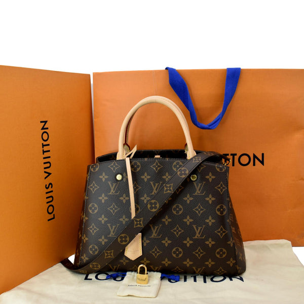 LOUIS VUITTON Montaigne MM Monogram Canvas Shoulder Bag Brown