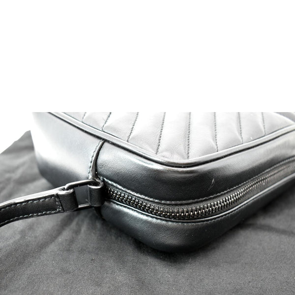 YVES SAINT LAURENT Lou Chevron Leather Camera Crossbody Bag Black