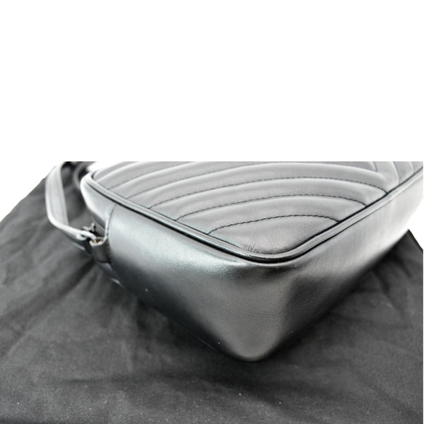 YVES SAINT LAURENT Lou Chevron Leather Camera Crossbody Bag Black