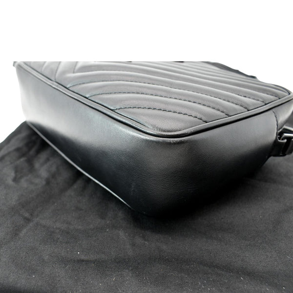 YVES SAINT LAURENT Lou Chevron Leather Camera Crossbody Bag Black