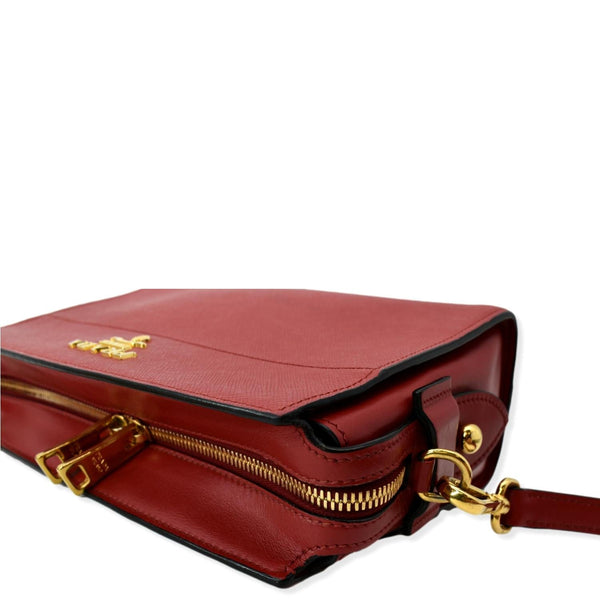 PRADA Saffiano City Calfskin Esplanade Crossbody Bag Red