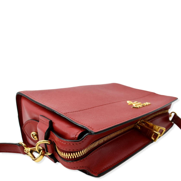 PRADA Saffiano City Calfskin Esplanade Crossbody Bag Red