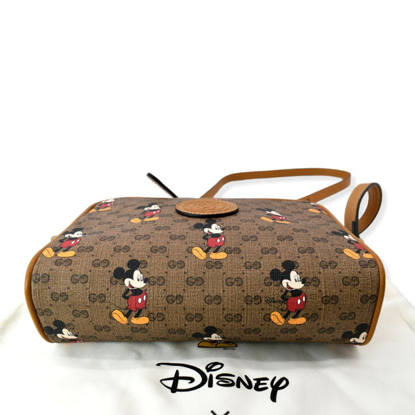 GUCCI x Disney Mickey Mouse GG Supreme Coated Canvas Crossbody Bag Brown 602536