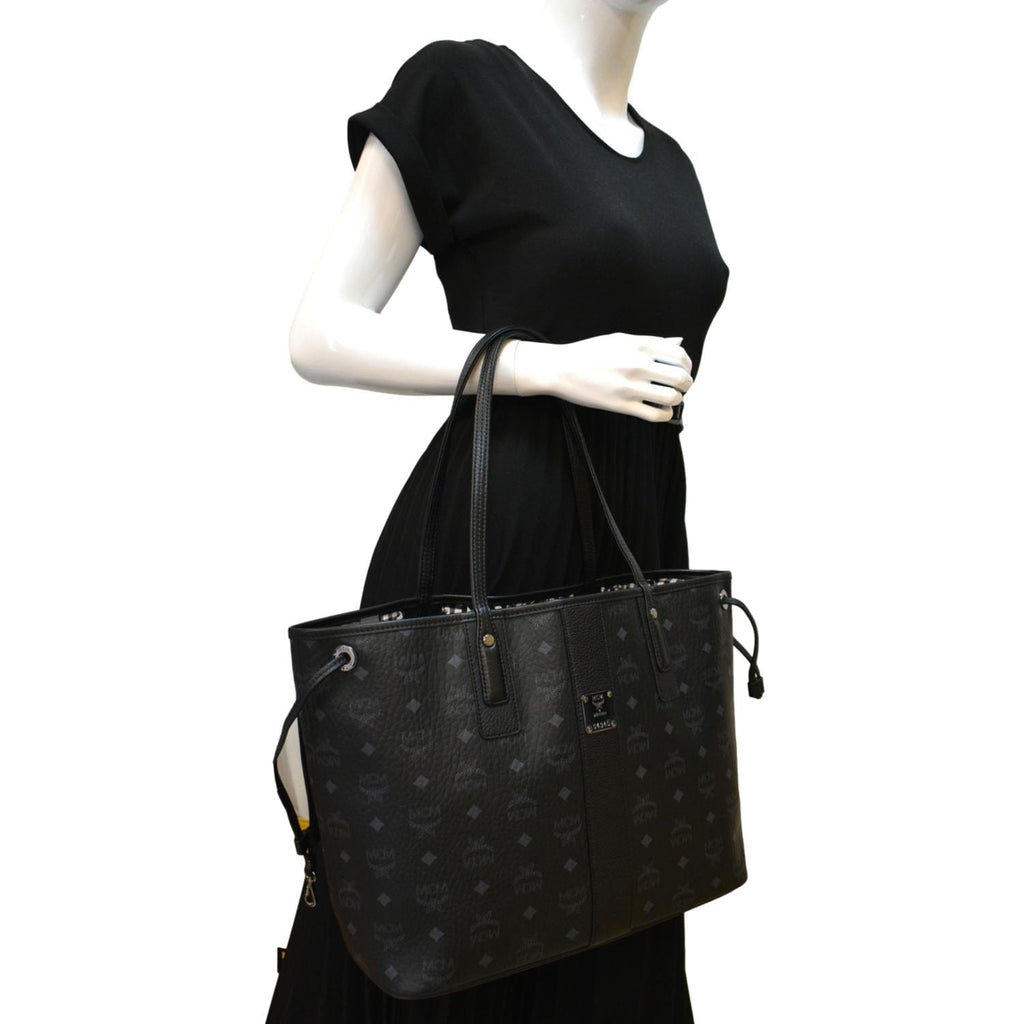 MCM Black/Silver Visetos Coated Canvas and Leather Shopper Tote MCM