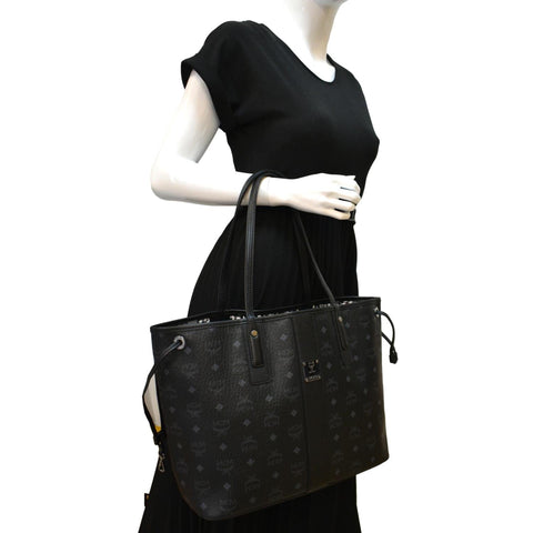 MCM Liz Visetos Reversible Shopper Tote Bag Black