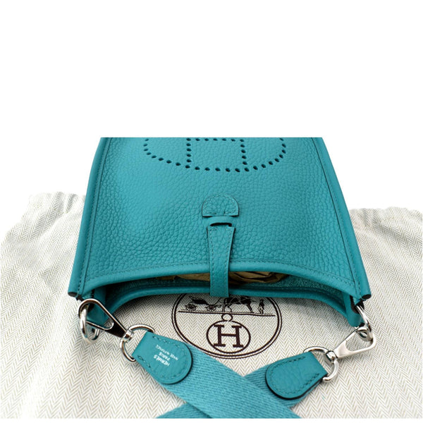 HERMES Evelyne TPM Clemence Leather Crossbody Bag Teal
