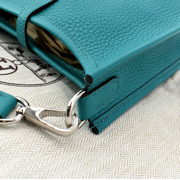 HERMES Evelyne TPM Clemence Leather Crossbody Bag Teal