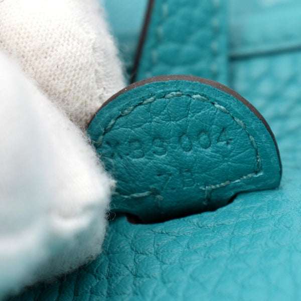 HERMES Evelyne TPM Clemence Leather Crossbody Bag Teal