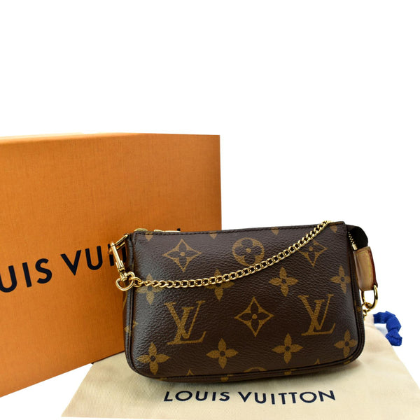 LOUIS VUITTON Mini Pochette Monogram Canvas Accessories Pouch Brown