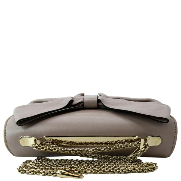 VALENTINO Garavani Bow Chain Leather Shoulder Bag Light Pink