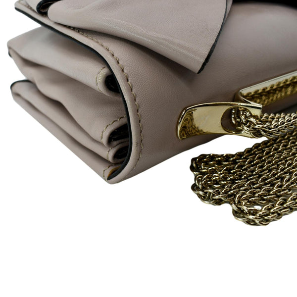 VALENTINO Garavani Bow Chain Leather Shoulder Bag Light Pink