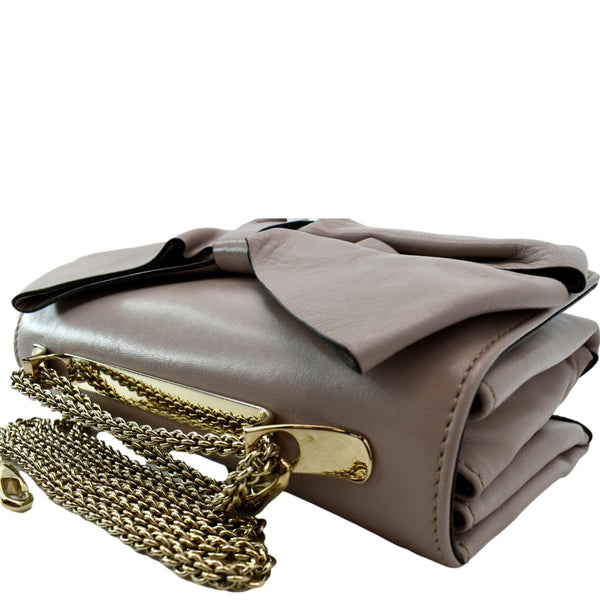 VALENTINO Garavani Bow Chain Leather Shoulder Bag Light Pink
