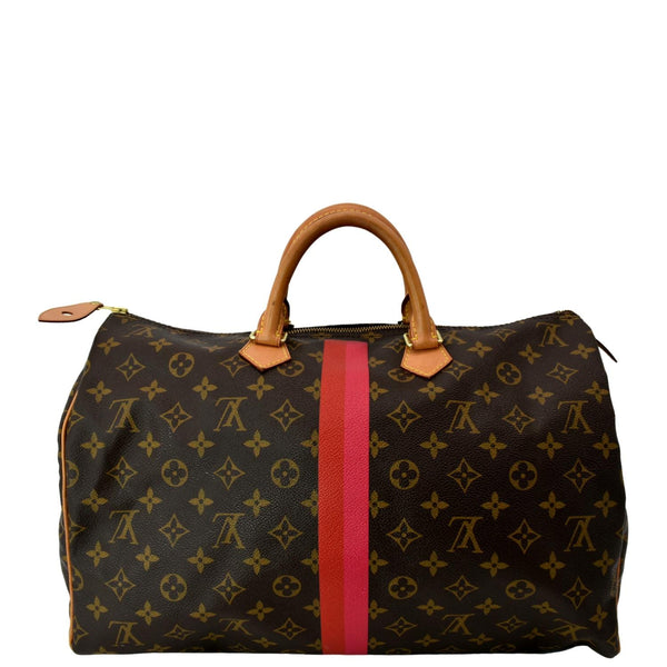 LOUIS VUITTON Speedy 40 Monogram Canvas Satchel Bag Brown