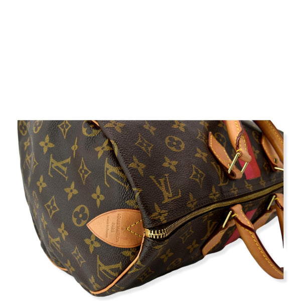 LOUIS VUITTON Speedy 40 Monogram Canvas Satchel Bag Brown