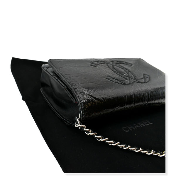 CHANEL CC WOC Patent leather Wallet On Chain Crossbody Bag Black