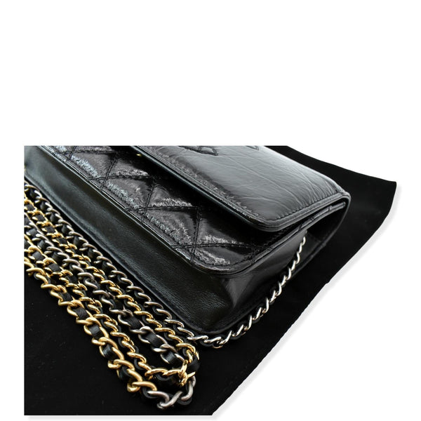CHANEL CC WOC Patent leather Wallet On Chain Crossbody Bag Black
