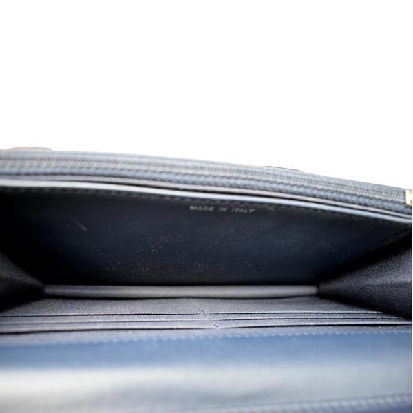 CHANEL WOC Chevron Patent Leather Crossbody Wallet On Chain Bag Blue