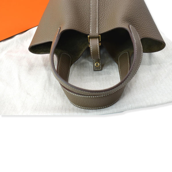 HERMES Picotin Lock 18 Taurillon Clemence Leather Tote Bag Taupe