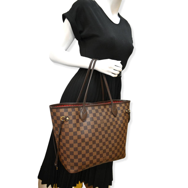 LOUIS VUITTON Neverfull MM Damier Ebene Shoulder Tote Bag
