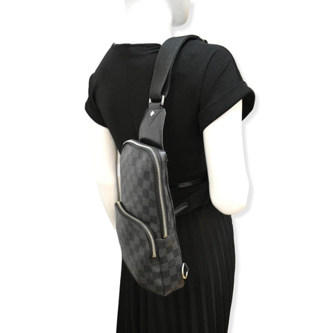 LOUIS VUITTON Avenue Sling Damier Graphite Backpack Bag Black