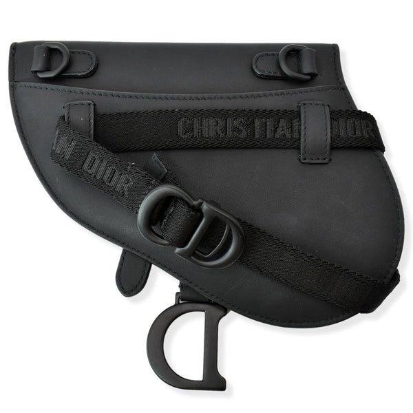 Preloved Christian Dior Saddle Leather Shoulder Bag Black