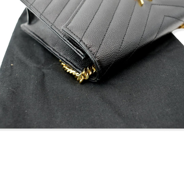 YVES SAINT LAURENT Envelope Monogram Leather Crossbody Chain Wallet Black