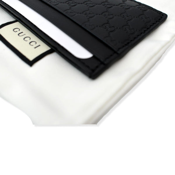 GUCCI Microguccissima Monogram Leather Card Case Black 262837