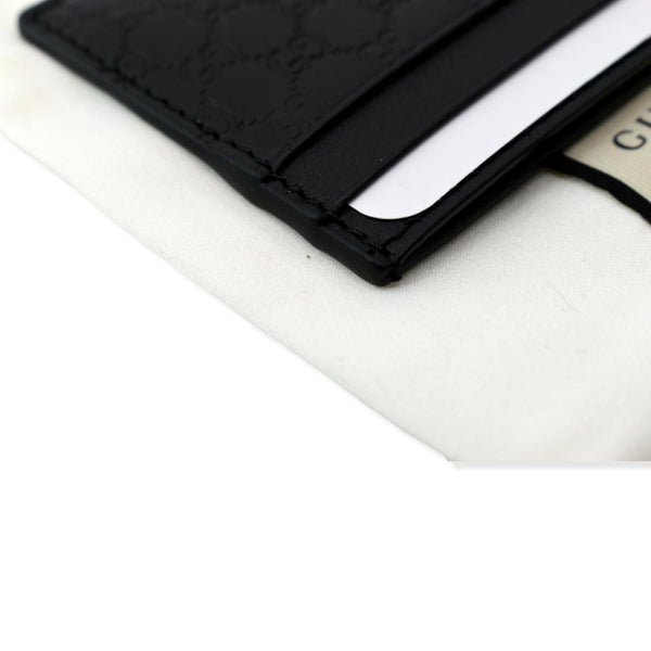 GUCCI Microguccissima Monogram Leather Card Case Black 262837