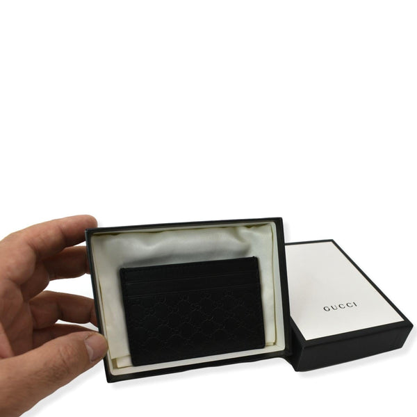 GUCCI Microguccissima Monogram Leather Card Case Black 262837