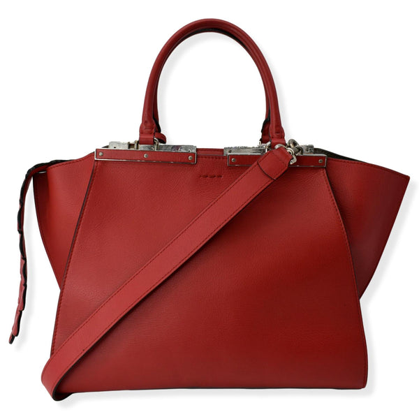 FENDI 3 Jours Calfskin Leather Shoulder Bag Red