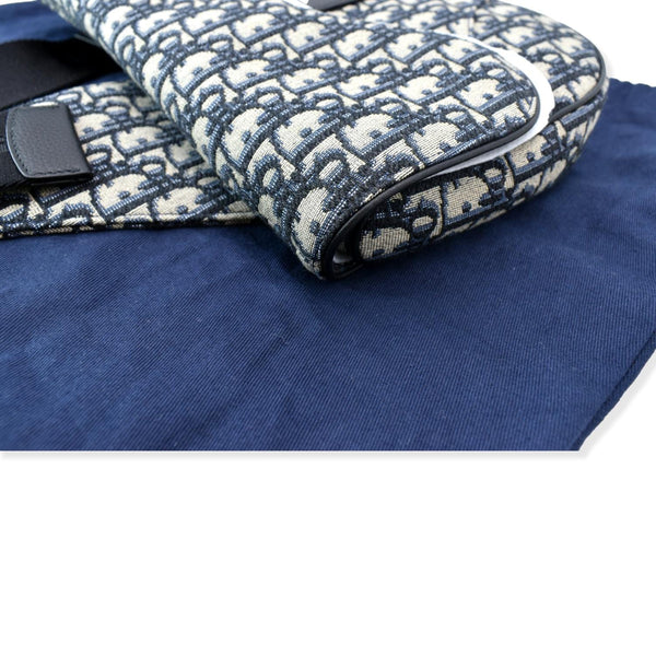 CHRISTIAN DIOR Saddle Oblique Jacquard Crossbody Bag Navy Grey