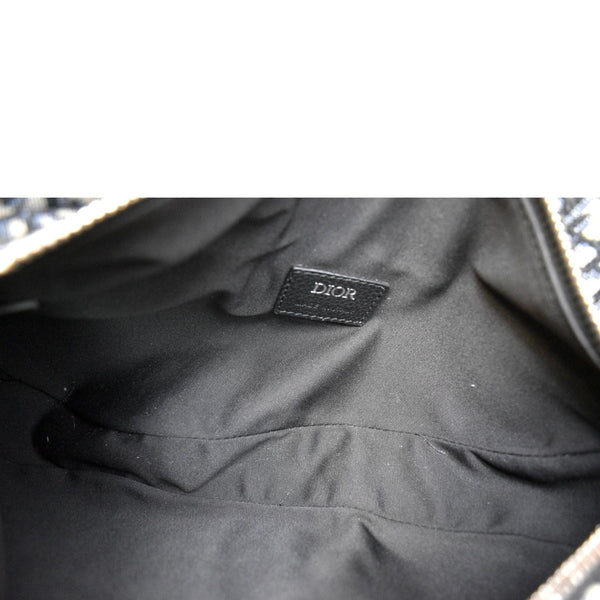 CHRISTIAN DIOR Saddle Oblique Jacquard Crossbody Bag Navy Grey