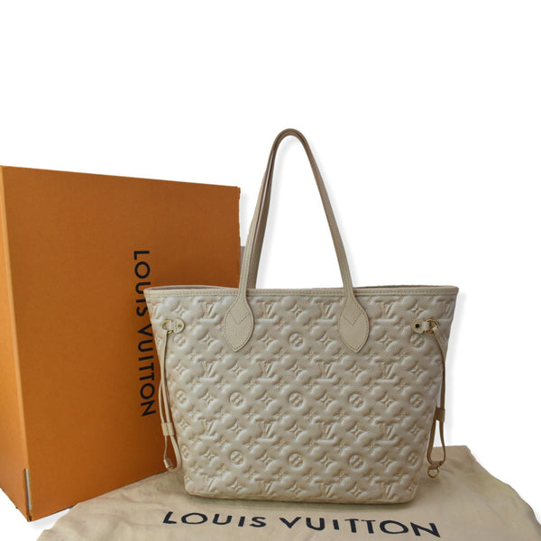 LOUIS VUITTON Stardust Neverfull MM Monogram Leather Tote Bag Pale Beige
