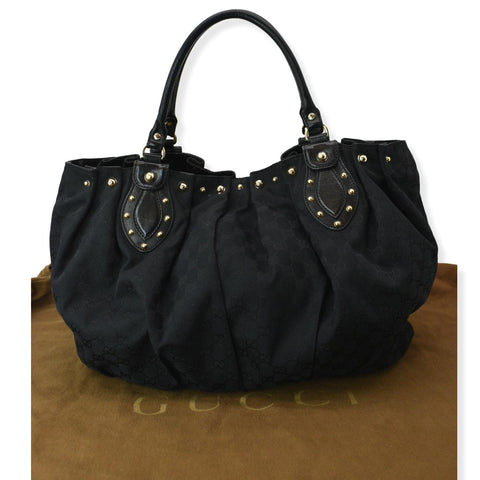 GUCCI Studded Pelham Large GG Canvas Tote Black 203626