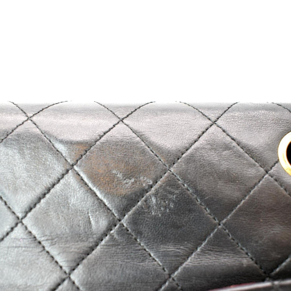 CHANEL Vintage Classic Medium Single Flap Lambskin Shoulder Bag Black