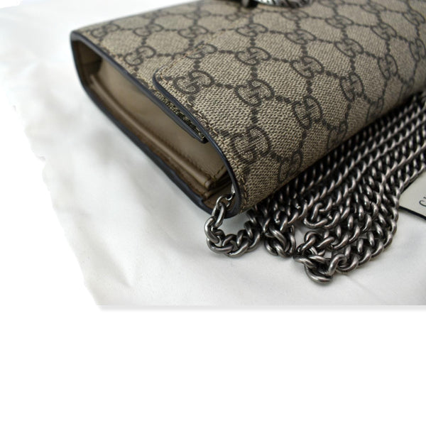 GUCCI Dionysus GG Supreme Crossbody Chain Wallet Beige 401231