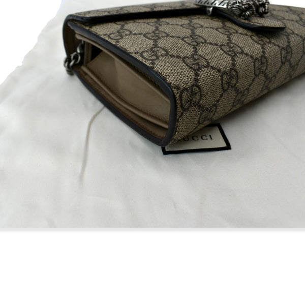 GUCCI Dionysus GG Supreme Crossbody Chain Wallet Beige 401231